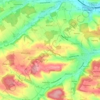 Topografische kaart Obereggen, hoogte, reliëf