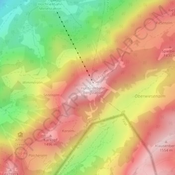 Topografische kaart Hochries, hoogte, reliëf