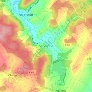 Topografische kaart Seibelsdorf, hoogte, reliëf
