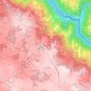 Topografische kaart Massip, hoogte, reliëf