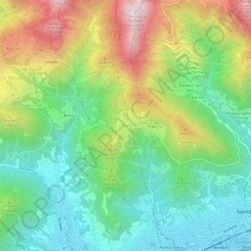 Topografische kaart Lonno, hoogte, reliëf