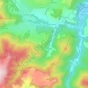 Topografische kaart Bessolle, hoogte, reliëf