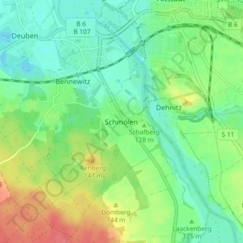 Topografische kaart Schmölen, hoogte, reliëf