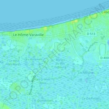 Topografische kaart Bas Cabourg, hoogte, reliëf