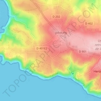 Topografische kaart Ribon, hoogte, reliëf