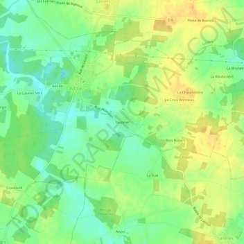 Topografische kaart Taupinet, hoogte, reliëf