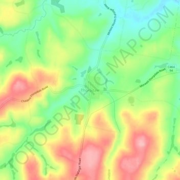 Topografische kaart Thorpdale, hoogte, reliëf