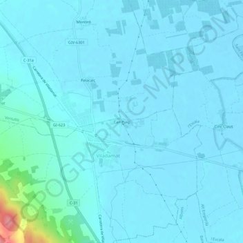 Topografische kaart Can Puig, hoogte, reliëf