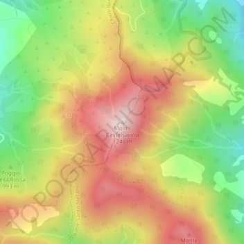Topografische kaart Monte Castelsavino, hoogte, reliëf