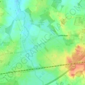 Topografische kaart Murrell Green, hoogte, reliëf