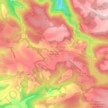 Topografische kaart Bel Air Haut, hoogte, reliëf