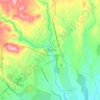 Topografische kaart Cases de la Culata, hoogte, reliëf