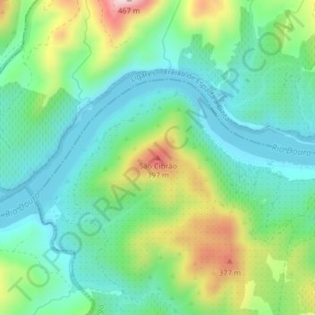 Topografische kaart São Cibrão, hoogte, reliëf