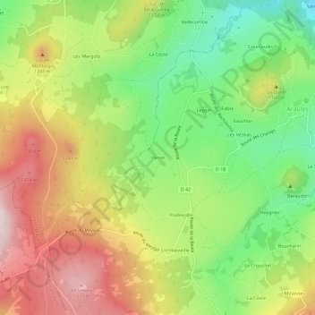 Topografische kaart Perrel, hoogte, reliëf