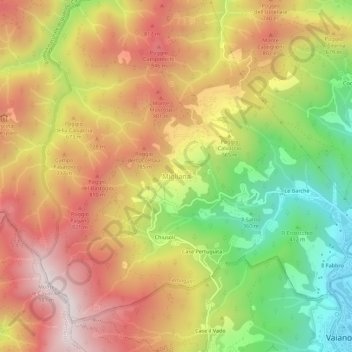 Topografische kaart Migliana, hoogte, reliëf