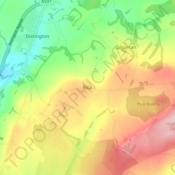 Topografische kaart Pica, hoogte, reliëf
