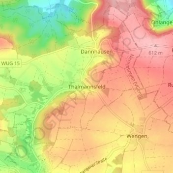 Topografische kaart Thalmannsfeld, hoogte, reliëf