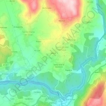 Topografische kaart Sobral, hoogte, reliëf