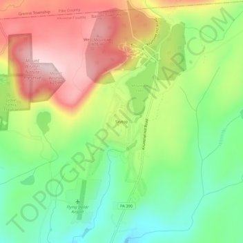 Topografische kaart Skytop, hoogte, reliëf