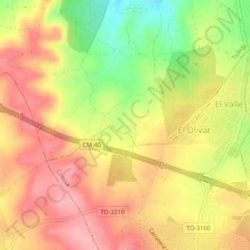 Topografische kaart Las Alcubillas, hoogte, reliëf