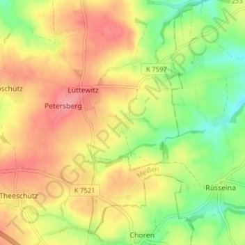 Topografische kaart Maltitz, hoogte, reliëf