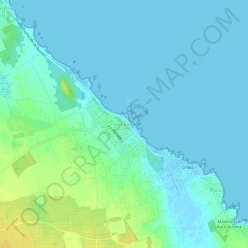 Topografische kaart San Foca, hoogte, reliëf