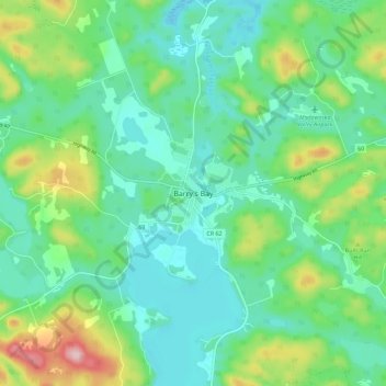 Topografische kaart Barry's Bay, hoogte, reliëf