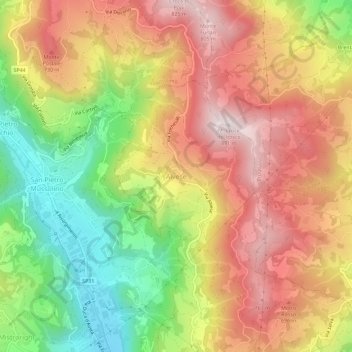 Topografische kaart Alvese, hoogte, reliëf