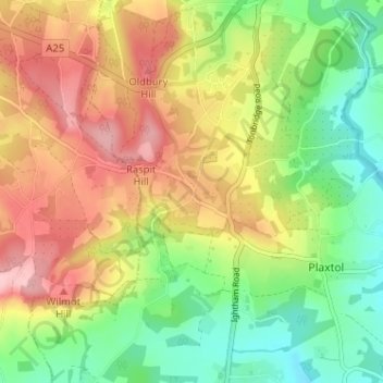 Topografische kaart Ivy Hatch, hoogte, reliëf