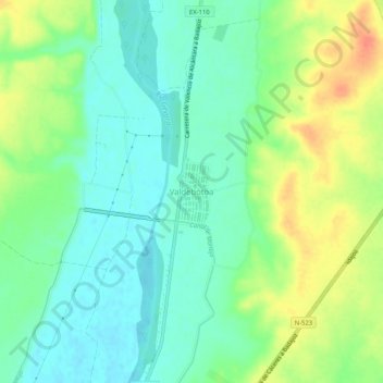 Topografische kaart Valdebótoa, hoogte, reliëf