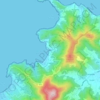Topografische kaart Scaglieri, hoogte, reliëf