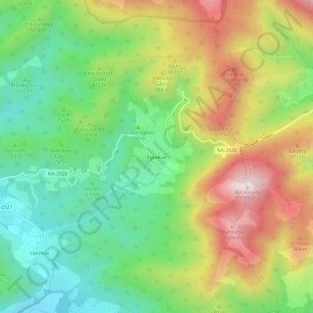 Topografische kaart Egozkue, hoogte, reliëf