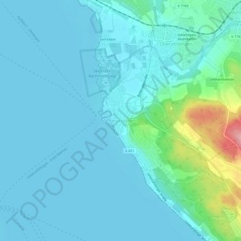 Topografische kaart Unteruhldingen, hoogte, reliëf