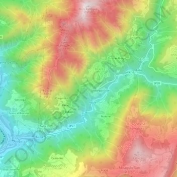 Topografische kaart Staviglio, hoogte, reliëf