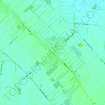 Topografische kaart Cottam, hoogte, reliëf