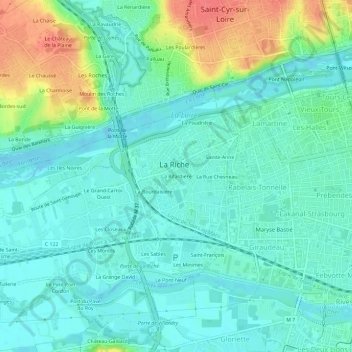 Topografische kaart La Rifardière, hoogte, reliëf