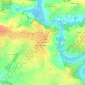 Topografische kaart Les Fourneaux, hoogte, reliëf