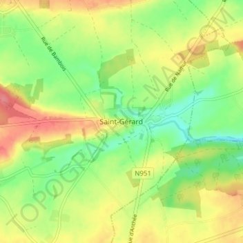 Topografische kaart Saint-Gérard, hoogte, reliëf