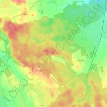 Topografische kaart Allgau, hoogte, reliëf