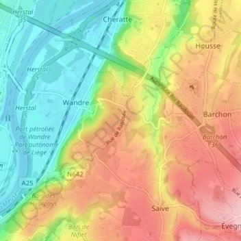 Topografische kaart Rabosée, hoogte, reliëf