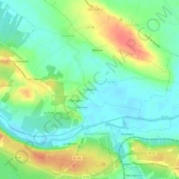 Topografische kaart La Touche, hoogte, reliëf