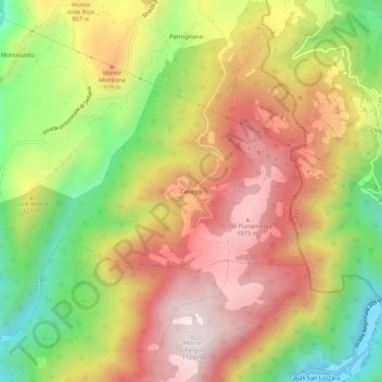 Topografische kaart Ceseggi, hoogte, reliëf