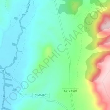 Topografische kaart Los Vagos, hoogte, reliëf
