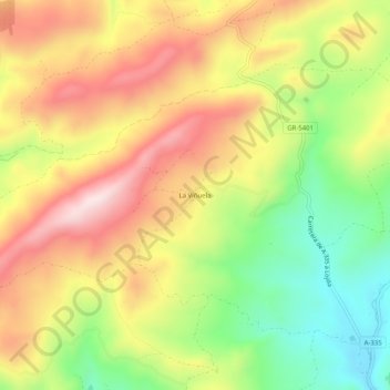 Topografische kaart La Viñuela, hoogte, reliëf