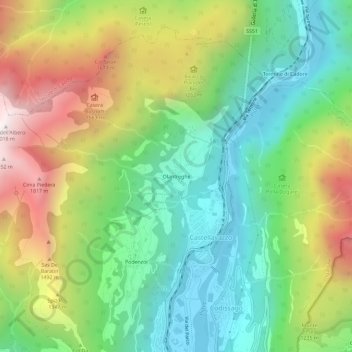 Topografische kaart Olantreghe, hoogte, reliëf