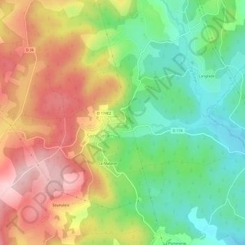 Topografische kaart Les Costas, hoogte, reliëf