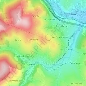 Topografische kaart Le Ruy, hoogte, reliëf