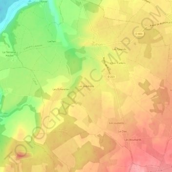 Topografische kaart Les Robillons, hoogte, reliëf