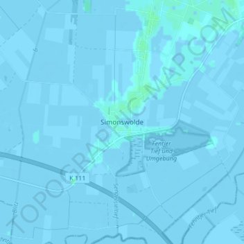 Topografische kaart Simonswolde, hoogte, reliëf