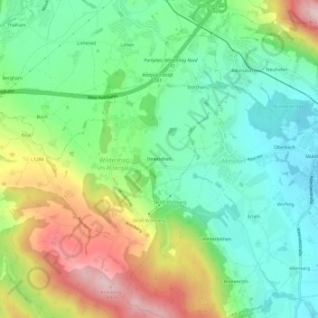 Topografische kaart Innerlohen, hoogte, reliëf